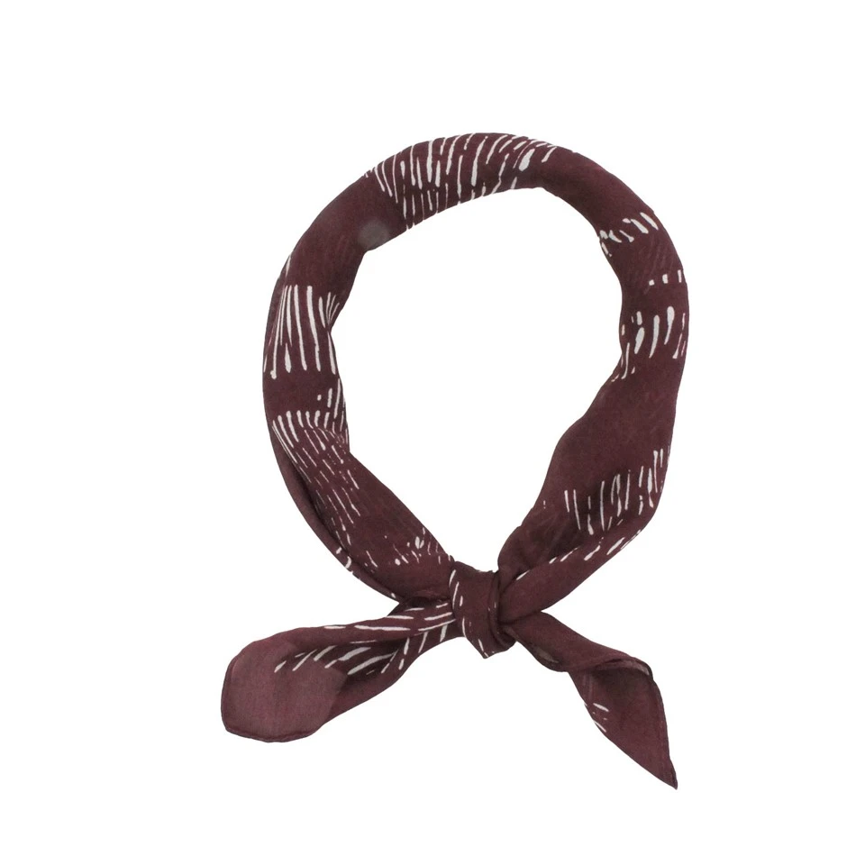 Leaf Printed Burgundy Silk Scarf