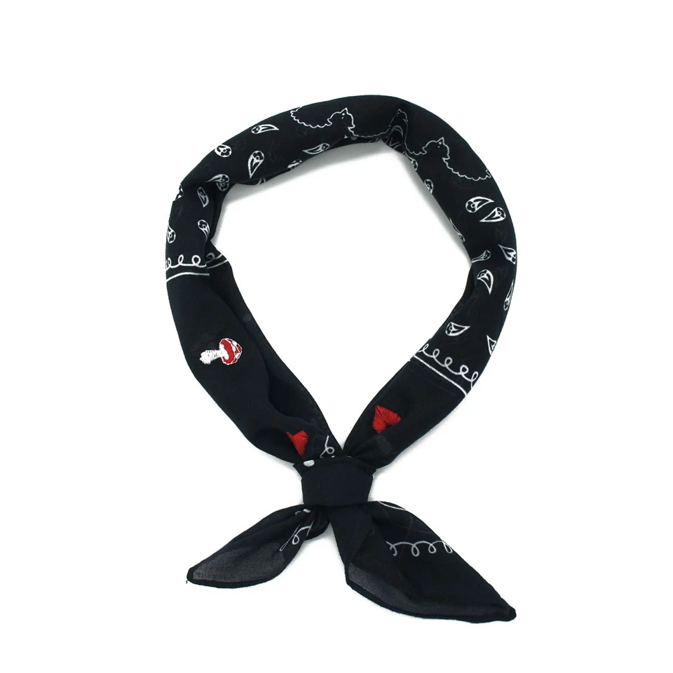 Mushroom Embroidered & Printed Scarf